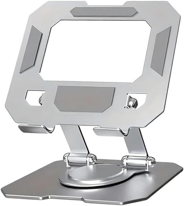 Suporte Para Notebook e Tablet Celular de Mesa Articulado Ajustável Com Rotação 360 Graus em Alumínio Resistente Suporte Multifuncional Com Design Ergonômico para Notebook, Tablet (Prata)