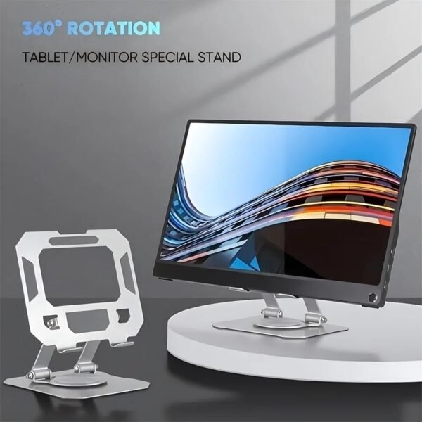 Suporte Para Notebook e Tablet Celular de Mesa Articulado Ajustável Com Rotação 360 Graus em Alumínio Resistente Suporte Multifuncional Com Design Ergonômico para Notebook, Tablet (Prata) - Imagem 2