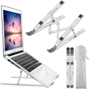 Suporte Premium Para Notebook e Macbook de Alumínio Dobrável E Ergônomico Ajustável Em Vários Ângulos