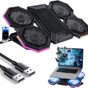 Suporte para Notebook, Suporte Notebook, Cooler Notebook, Base para Notebook, Cooler Notebook, Cooler para Notebook com 6 Fans, Operação Silenciosa (26-30 dB), Base Refrigerada para Notebook 9-17“