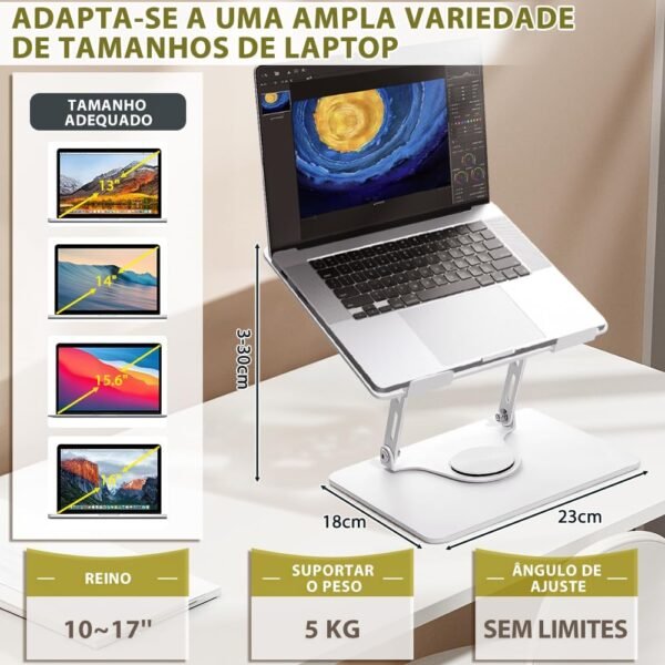 Suporte para Notebook e Tablet de Mesa Com Rotação - Base e Apoio para Notebook - Imagem 2