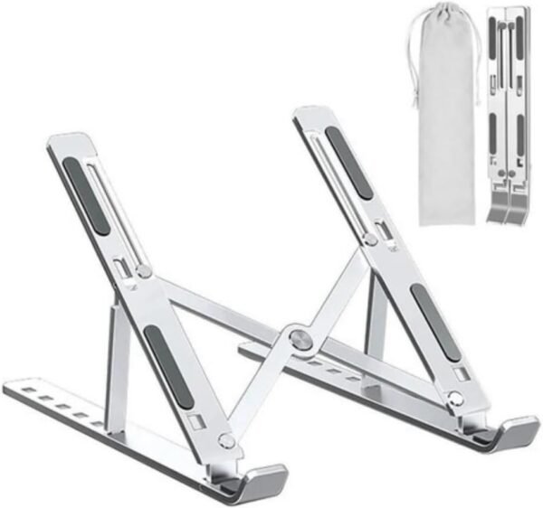 Suporte para Notebook e Tablet em Alumínio Dobrável e Ergonômico Para Desktop Portátil Ajustável em 6 Ângulos com Altura Regulável Premium