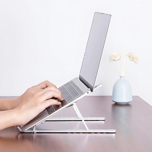 Suporte para Notebook e Tablet em Alumínio Dobrável e Ergonômico Para Desktop Portátil Ajustável em 6 Ângulos com Altura Regulável Premium - Imagem 2