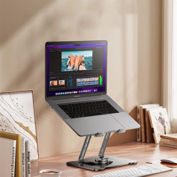 Suporte para Tablet e iPad Giratório 360° - Base de Metal em Alumínio Resistente Articulado Compatível com Suporte para Notebook de 10" a 17" - Base para Laptop, Apoio para Tela Rotativo - Imagem 2
