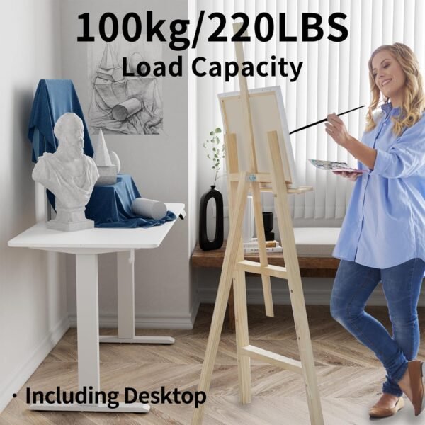TIQLAB Mesa de pé 160 x 61 cm, altura elétrica ajustável com placa de emenda, mesa de apoio, para escritório em casa, branca - Imagem 2