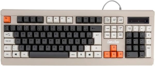Teclado ABNT2 de Membrana com Fio Design Retrô Cabos e Plugs (A)