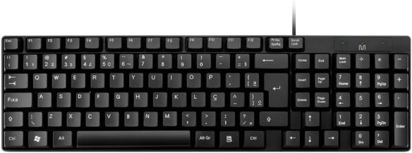 Teclado Com Fio Compacto Conexão USB Cabo de 120cm Resistente Água Preto Multi (Multilaser) - TC193