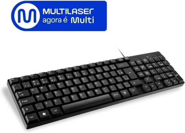 Teclado Com Fio Compacto Conexão USB Cabo de 120cm Resistente Água Preto Multi (Multilaser) - TC193 - Imagem 2