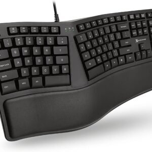 Teclado Ergonômico X9 Performance com Fio - Design Dividido com Descanso de Pulso Acolchoado - 110 Teclas USB com Cabo de 1,5 m - Teclado para Laptop e PC