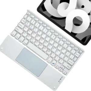 Teclado Sem Fio Bluetooth com TouchPad - Compacto, Ergonômico, Recarga Rápida, Ideal para Notebook e Smart TV (Branco)