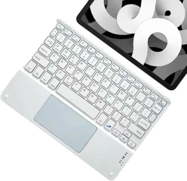 Teclado Sem Fio Bluetooth com TouchPad - Compacto, Ergonômico, Recarga Rápida, Ideal para Notebook e Smart TV (Branco)