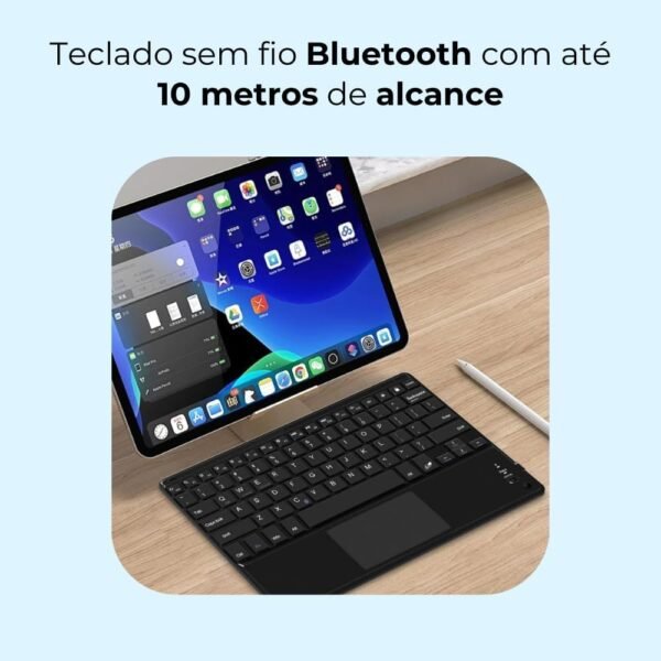Teclado Sem Fio Bluetooth com TouchPad - Compacto, Ergonômico, Recarga Rápida, Ideal para Notebook e Smart TV (Branco) - Imagem 2