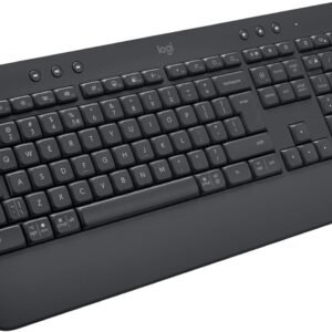 Teclado Sem Fio Logitech Signature K650 Com Apoio para as Mãos, Resistente a Derramamentos, Teclado Numérico, Conexão Bluetooth ou Receptor USB Logi Bolt e Layout US INTL- Grafite