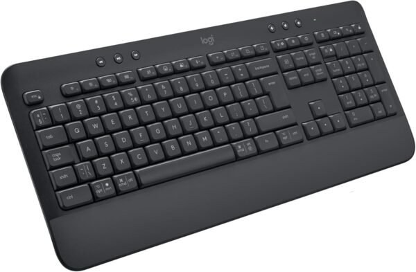 Teclado Sem Fio Logitech Signature K650 Com Apoio para as Mãos, Resistente a Derramamentos, Teclado Numérico, Conexão Bluetooth ou Receptor USB Logi Bolt e Layout US INTL- Grafite