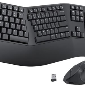 Teclado e mouse sem fio ergonômicos - Teclado dividido com apoio de palma ajustável para digitação natural e redução de tensão, combo de mouse de teclado de mesa confortável compatível com Windows/Mac/Android - Preto