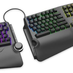 Teclado mecânico ergonômico Cloud Nine C989M – Interruptores marrons Cherry MX – Retroiluminação LED RGB com USB – Tabuleiro Ergo Split com Macro para PC, Full-Size Keyboard