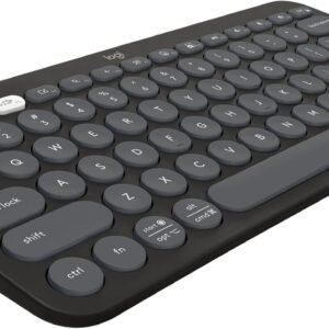 Teclado sem fio Logitech Pebble Keys 2 K380s com Conexão Bluetooth Easy-Switch e Pilha Inclusa - Compatível com PC, Mac, Chrome OS, Android, iOS e Apple TV, Layout US - Grafite