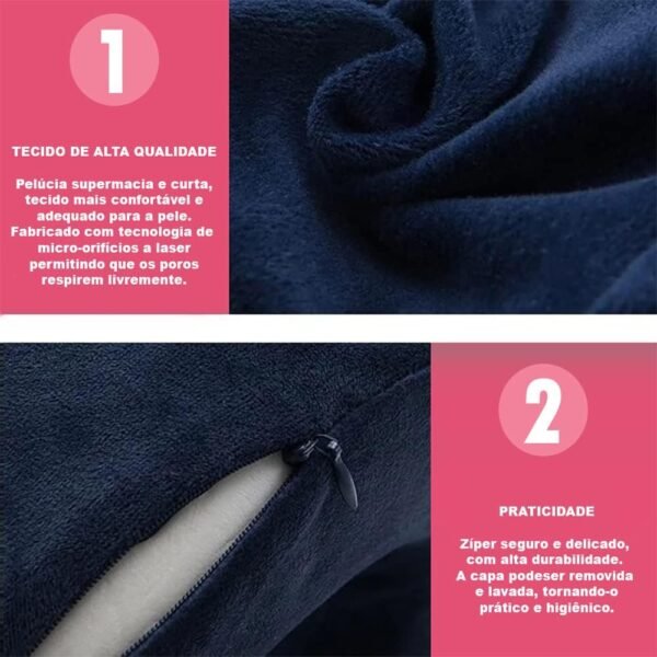 Travesseiro Apoio Encosto de Pescoço Silent para Viagem Ergonômico em Forma de U - Travesseiro ,ótimo para viajar,dormir, relaxar em casa e no trabalho (Preto Mesclado) - Imagem 2