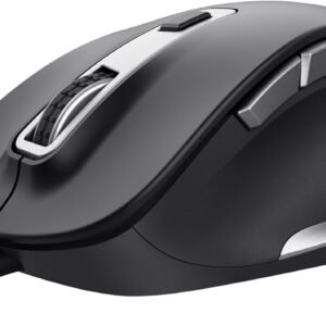 Trust Mouse de computador USB Fyda feito com materiais reciclados, 600-5000 DPI, 6 botões, descanso de polegar, mouse ergonômico confortável com fio para laptop, PC, Mac, trabalho, home office – Preto
