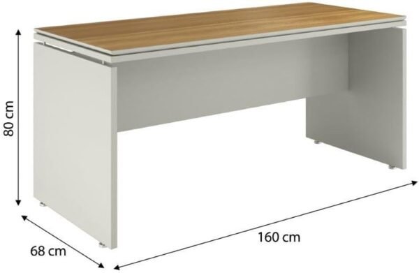 VIA NOSSA - Mesa de Escritório 160cm com Tampo Duplo Oslo Cor:fendi e Freijó - Imagem 2