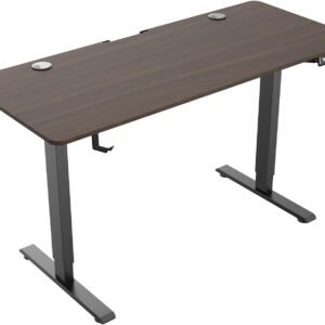 Wejviubm Mesa de pé ajustável em altura elétrica, estação de trabalho ergonômica para computador (marrom rústico, 122 cm)