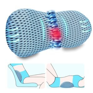 kasney Almofada de suporte lombar com espuma viscoelástica ergonômica, alivia dores nas costas, respirável e removível e lavável, perfeita para cadeiras de escritório, assentos de carro, camas (azul)