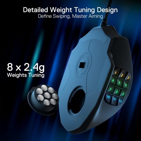 Redragon Mouse M908 Impact RGB LED MMO com botões laterais Mouse para jogos com fio óptico com 12.400DPI, alta precisão, 20 botões programáveis para mouse - Imagem 6