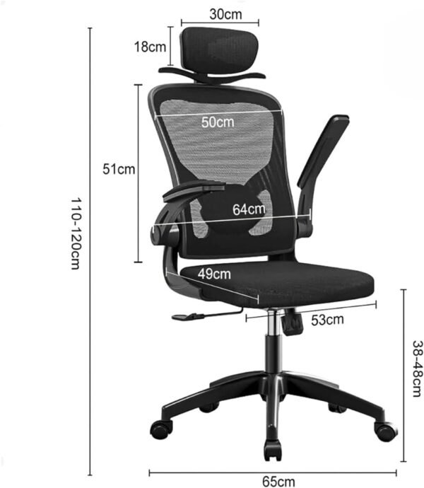 Cadeira de Escritório Ergonômica Giratória Presidente Com Cabide Estofado Mesh Encosto Anti Transpirante Com Braços Reguláveis e Design Moderno - Imagem 3