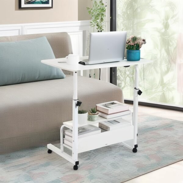 BRAVECOW Mesa ajustável portátil para pequenos espaços, mesa de laptop, rodinhas, sofá móvel, mesa para quarto, escritório, mesa de computador - Imagem 5