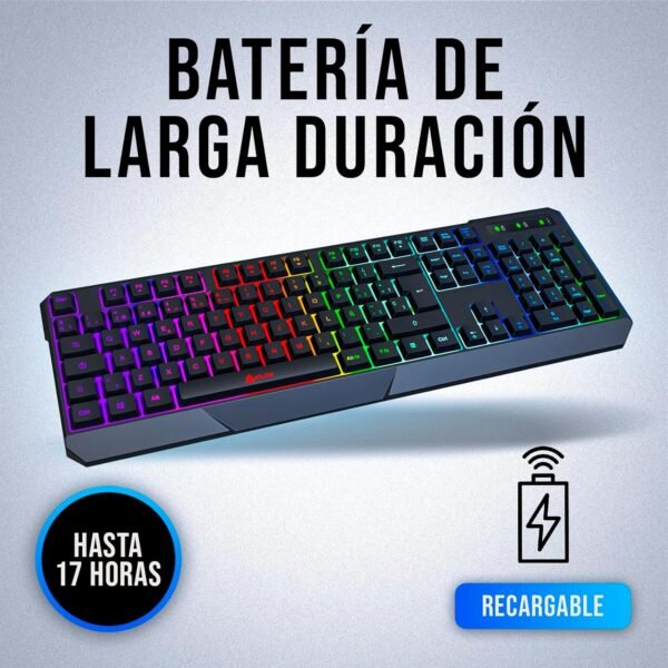 KLIM Chroma Wireless - Teclado inalámbrico Gaming ESPAÑOL + Teclado Gaming Ligero, Duradero, Resistente, Ergonómico, Silencioso + Teclado Gamer PC PS4 Xbox One Mac + Nova Versão 2024 + - Imagem 3