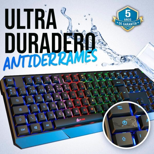 KLIM Chroma Wireless - Teclado inalámbrico Gaming ESPAÑOL + Teclado Gaming Ligero, Duradero, Resistente, Ergonómico, Silencioso + Teclado Gamer PC PS4 Xbox One Mac + Nova Versão 2024 + - Imagem 7