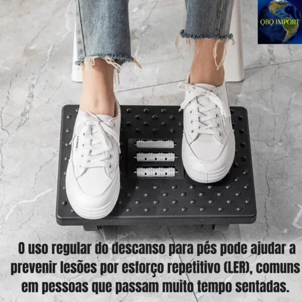 Apoio para Pés Embaixo Da Mesa Com Rodas De Massagem Rotação de 180 Graus Apoio Ergonômico para os Pés Preto Descanso Para Os Pés De Escritório Ergonômico Massageador - Imagem 3