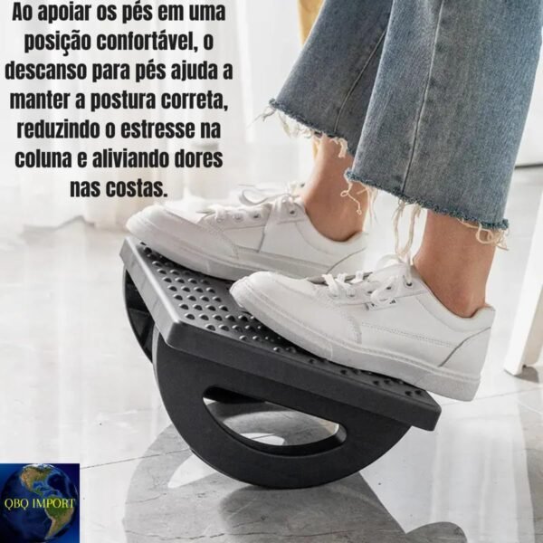 Apoio para Pés Embaixo Da Mesa Com Rodas De Massagem Rotação de 180 Graus Apoio Ergonômico para os Pés Preto Descanso Para Os Pés De Escritório Ergonômico Massageador - Imagem 4