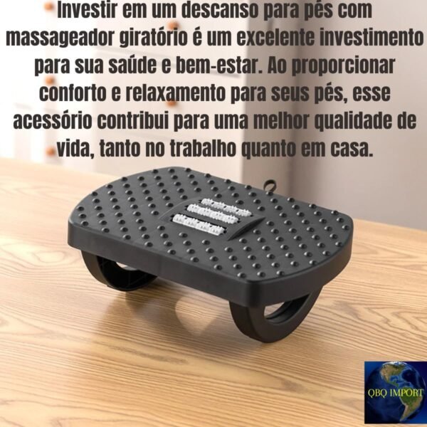 Apoio para Pés Embaixo Da Mesa Com Rodas De Massagem Rotação de 180 Graus Apoio Ergonômico para os Pés Preto Descanso Para Os Pés De Escritório Ergonômico Massageador - Imagem 7