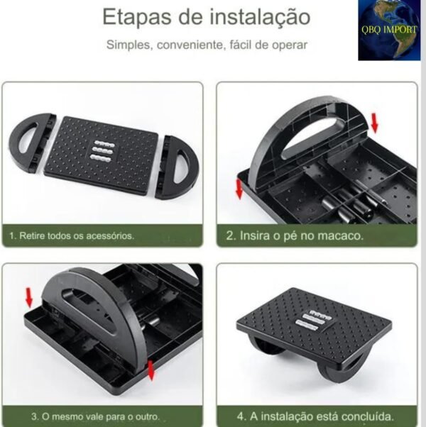 Apoio para Pés Embaixo Da Mesa Com Rodas De Massagem Rotação de 180 Graus Apoio Ergonômico para os Pés Preto Descanso Para Os Pés De Escritório Ergonômico Massageador - Imagem 7