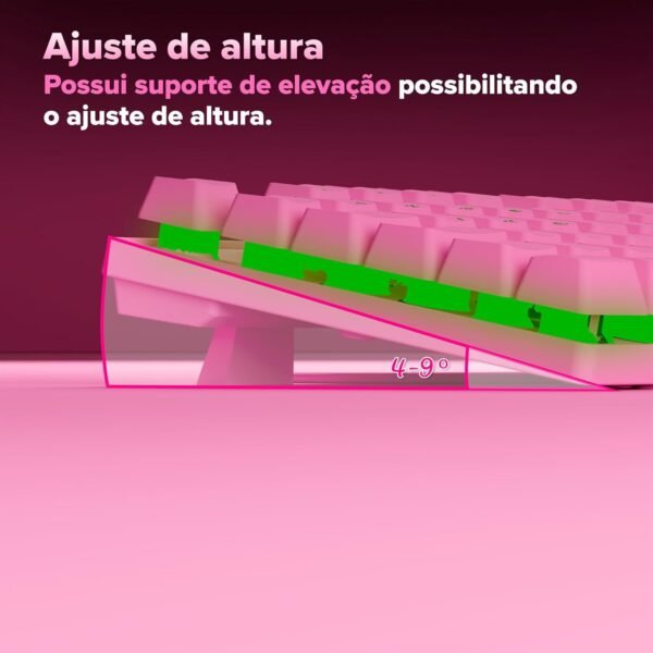 Teclado Gamer Rosa RGB LED Profissional ABNT2 Semi-Mecânico Ergonômico Fofinho Feminino Presente Precision Ozzix - Imagem 7