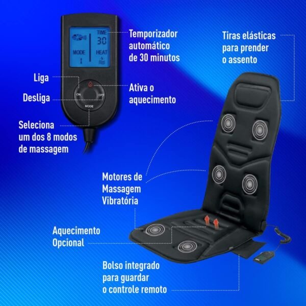 Assento Massageador Ultra Massagem para Costas e Lombar, uso no Caso, Casa, escritório - Relaxmedic - Imagem 4