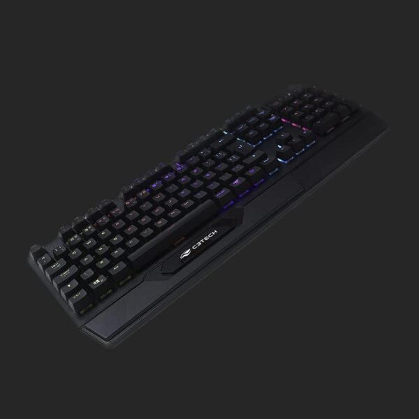 C3Tech Teclado Gamer KGM-1200BK Mecanico Preto USB Layout ABNT2 Switch Blue Anti-ghosting Ergonômico Iluminação Multicores - Imagem 3