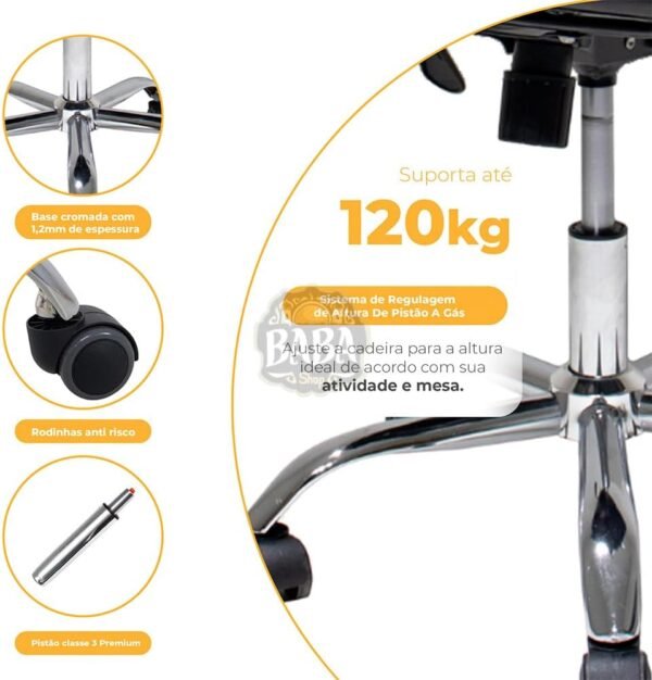 Kit 02 Cadeiras de Escritório Ergonômica Simples Home Office Secretária Diretor Giratória Suporta até 120kg - Base Cromada Anti Risco Charles Eames Eiffel - Imagem 6