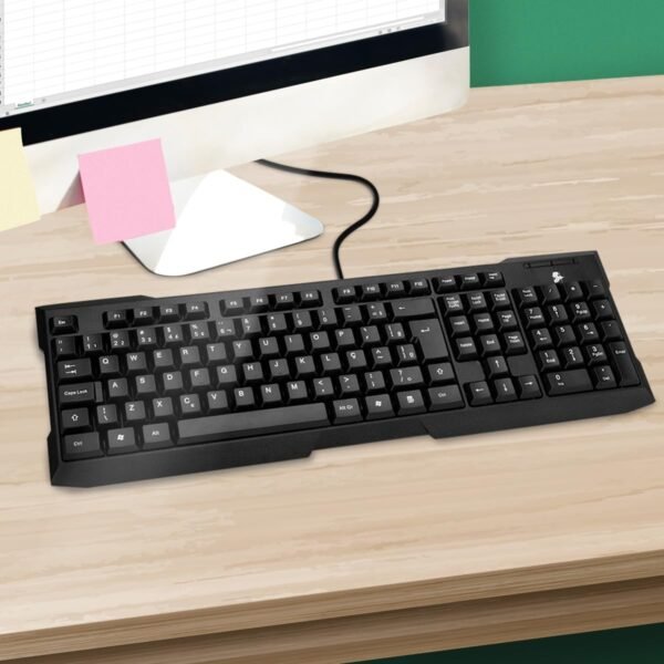Teclado USB Basico Office Ergonomico preto - 5+ 015-0041 - Imagem 2