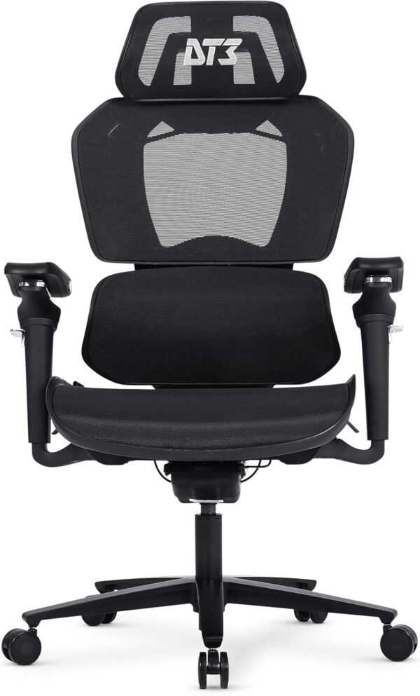 Cadeira Gamer DT3 Chrono,ergonomica com revestimento Mesh Vintex-C™,apoio de cabeça 2D,braços 5D+rotação 360º,apoio lombar AWS,suporta até 130kg,altura máx.de 1,85m (Apple Gold) - Imagem 3