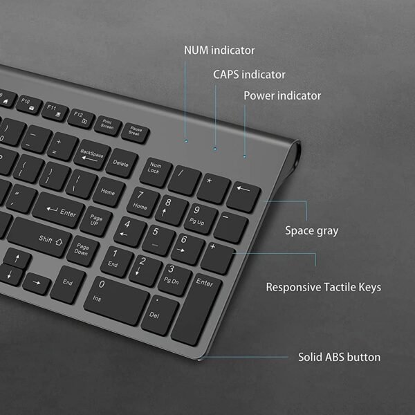 Combo de teclado e mouse sem fio, J JOYACCESS ergonômico e sem fio conjunto de teclado e mouse para PC, Windows, computador, laptop, desktop, Chromebook, Mac-cinza - Imagem 3