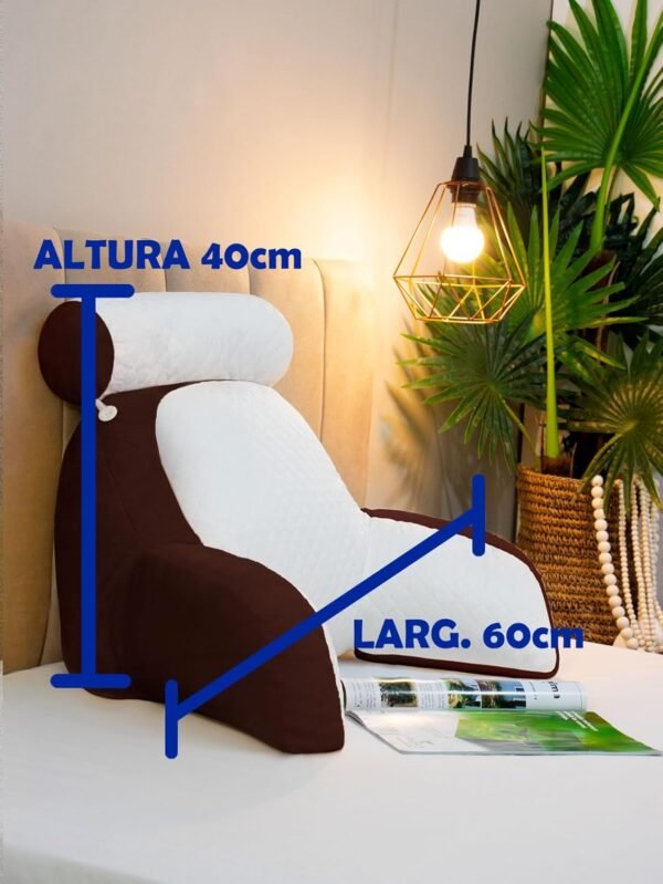Almofada de Descanso Apoio de Costas Travesseiro Ergonômico para Leitura, apoio de Cabeça Removível, 55cm Com Encosto, 60cm Largura (TABACO) - Imagem 3