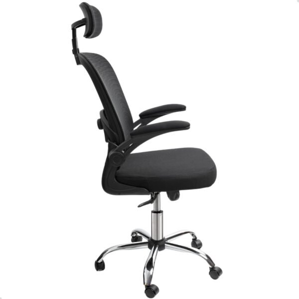 Cadeira De Escritorio Presidente Giratória Ergonômica Mesh P100 com Base Metal Cromado e Rodizios em Silicone - Imagem 3
