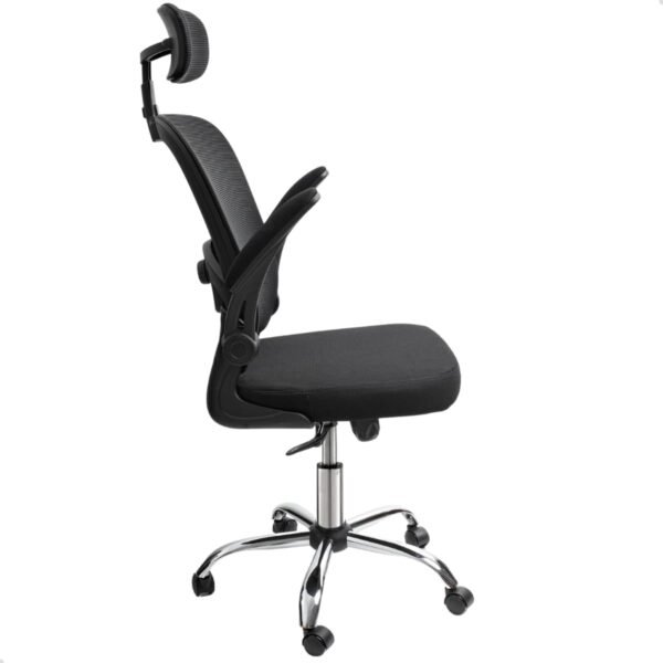 Cadeira De Escritorio Presidente Giratória Ergonômica Mesh P100 com Base Metal Cromado e Rodizios em Silicone - Imagem 4