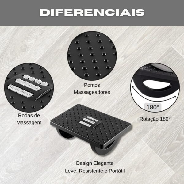 Apoio Ergonômico para Pés com Massagem - Ajustavel, Antiderrapante e Base Texturizada para Conforto no Trabalho - Imagem 4