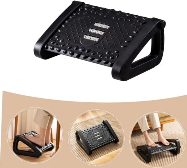 Apoio Ergonômico Para Os Pés Massagem Para Home Office Escritório Casa Viagem, Suporte Ajustável Descanso Para Os pés Massageador PREMIUM Cinza - Imagem 3