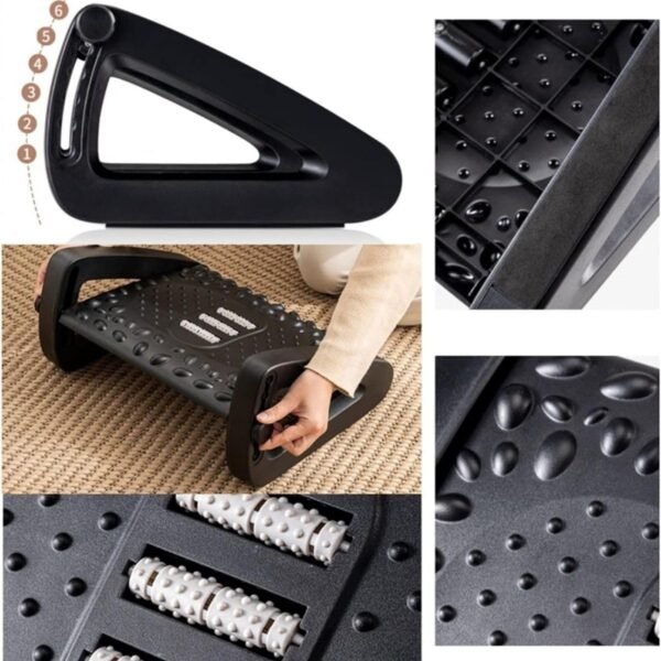 Apoio Ergonômico Para Os Pés Massagem Para Home Office Escritório Casa Viagem, Suporte Ajustável Descanso Para Os pés Massageador PREMIUM Cinza - Imagem 3