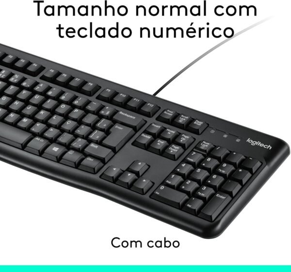 Combo Teclado e Mouse com fio USB Logitech MK120 com Design Confortável, Durável e Resistente à Respingos, USB e Layout ABNT2 - Imagem 4