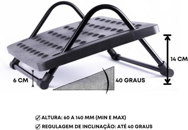 Apoio Ergonômico Para Pés Massageador Regulável Preto Confortec - Imagem 2